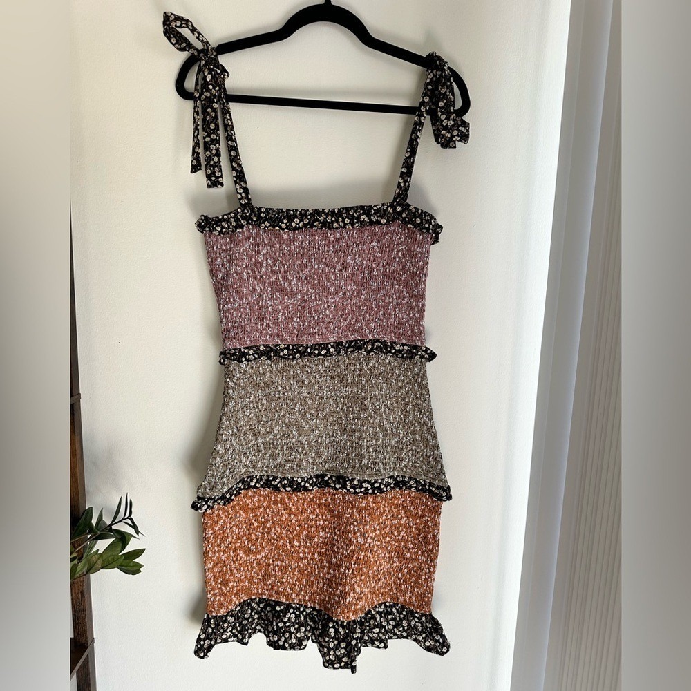 Anthropologie Storia Smocked Ruffled Tier Tie Shoulder Dress - Picture 4 of 4